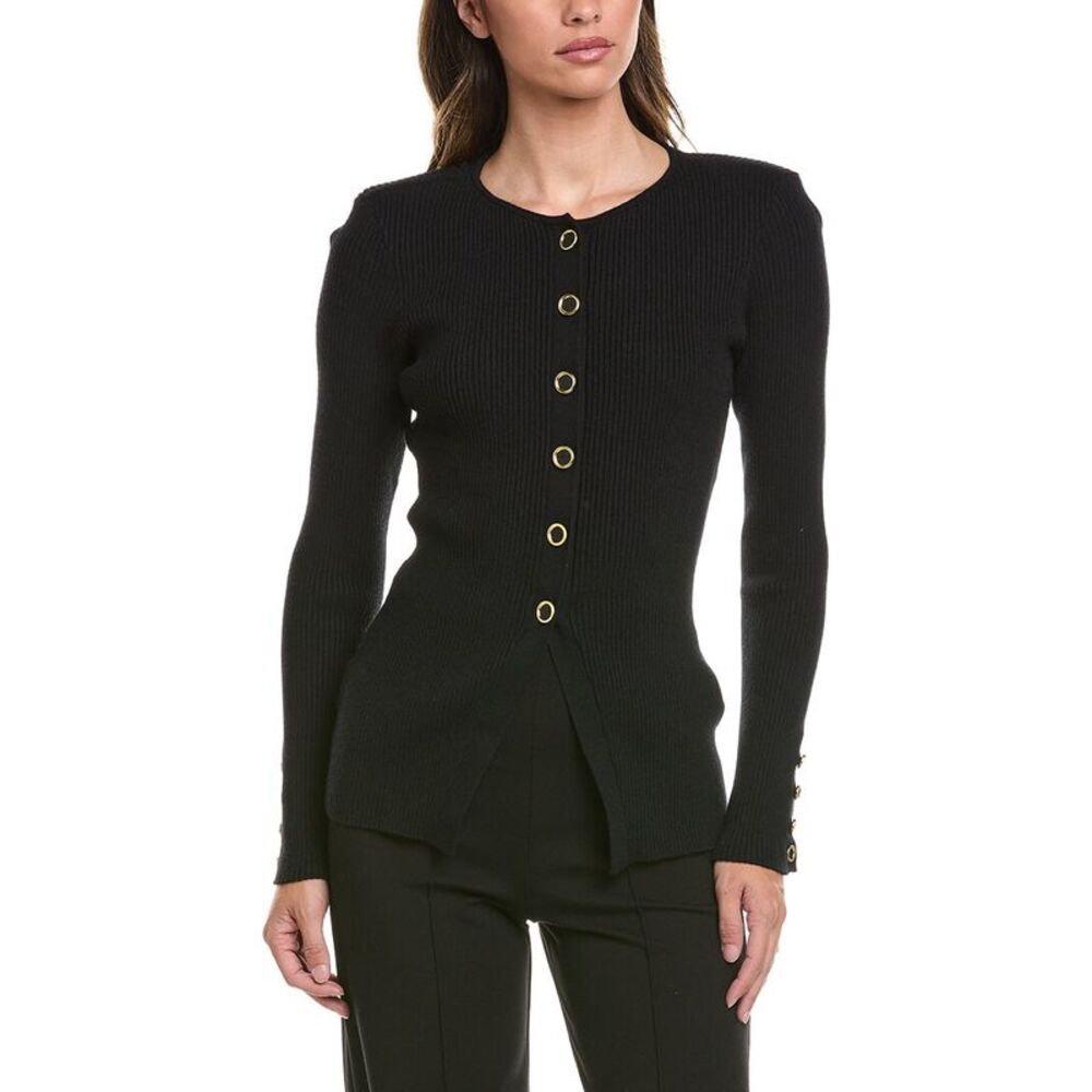 Generation Love Womens Cherish Rib Cardigan, Black